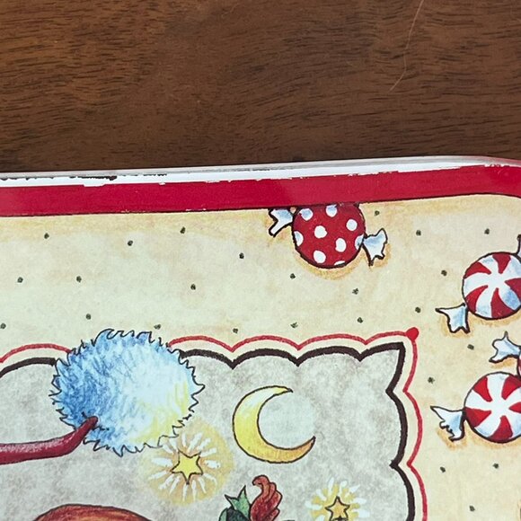 Signed Mary Engelbreit Mark Roberts Christmas Glass Santa Plate Platter 2014 - Picture 10 of 16